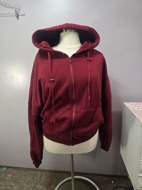 Popflex Women's Zip-Up Hoodie Jacket in Burgundy Size L/xl